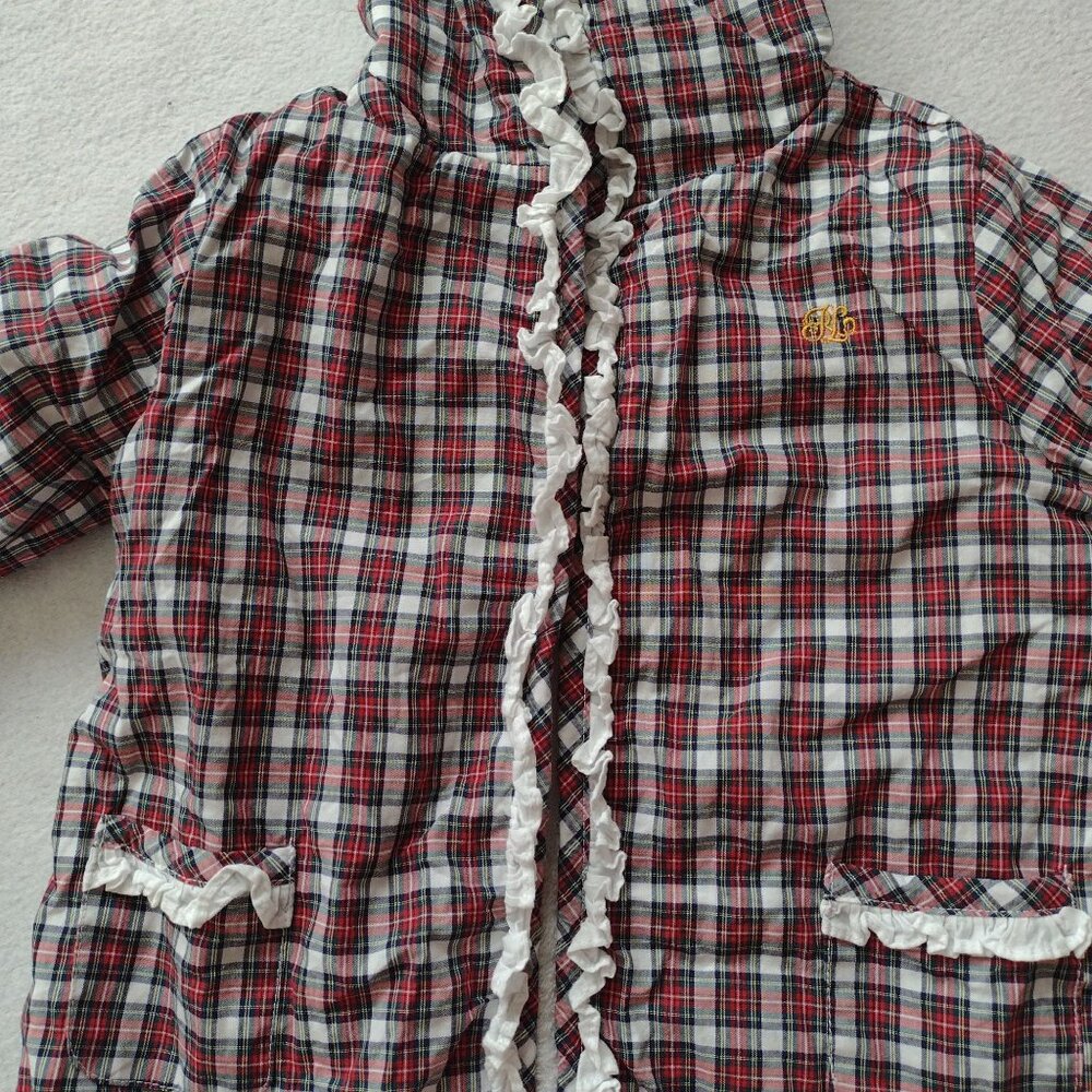 Ralph Lauren Baby Plaid Hooded Robe 9M Cotton Terry Lined Bathrobe - Picture 5 of 11